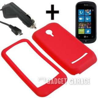 Silicone Gel Skin Cover Case R + Charger For LG Quantum  