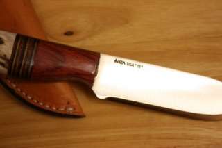 ANZA 2011 BEAR HUNTER HCS Knife Ultra Light STAG HANDLE Made In USA 