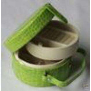 Alten Womens Handbag Jewelry Box in Green Crocodile Print at  
