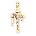 FindingKing 14k White Gold Crucifix Charm Solid Cross 27mm Jewelry
