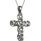Jazzy Jewels Sterling Silver Cubic Zirconia Cross Pendant Necklace