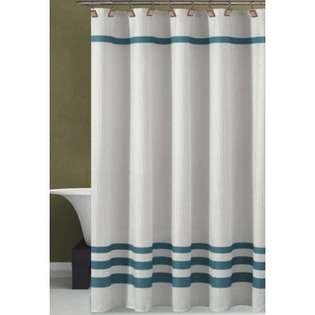 DR International Bleecker Shower Curtain   Color White / Spa Blue at 
