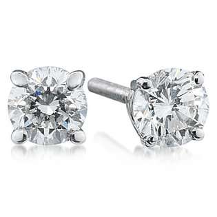 szul 3/4 ct.tw Round Diamond Solitaire Earrings in 18 kt. White 