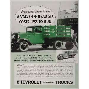  1934 Ad Chevrolet Six Cylinder Truck Northern Bottling 