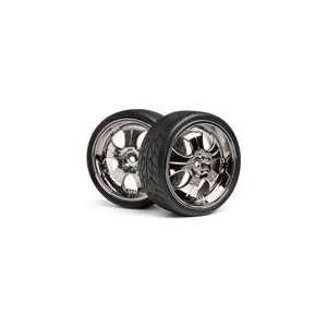 Mounted Low Tread Tire, Black Chrome (4)  Toys & Games  