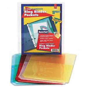 Cardinal  Ring Binder Poly Pockets, 8 1/2 x 11, Assorted Colors, Five 