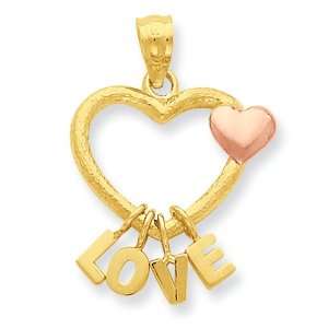  14k Two Tone Love Heart Pendant Jewelry