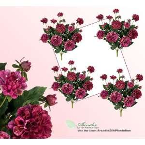  FOUR 23 Dahlia Artificial Flower Bushes in Cerise 2 Tone 