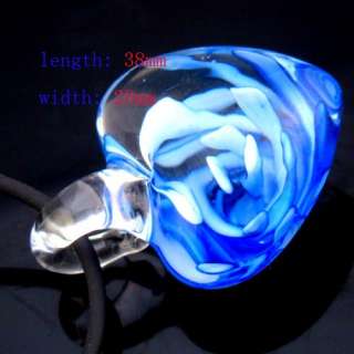   Blue Multi Colors Murano Lampwork Glass Heart Pendant Necklace Fashion