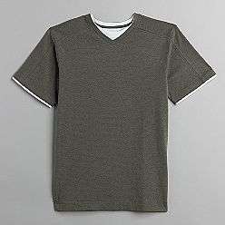 Basic Editions Mens Big & Tall Short Sleeve 2fer V Neck Solid T Shirt
