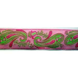  Paisley Jacquard Decorative Ribbon Trim Pink And Green 1.5 