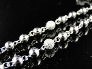 MENS WHITE DIAMOND BEADED CHAIN NECKLACE 3.5 CT 36 INCH  