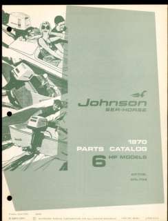 1970 JOHNSON 6HP OUTBOARD MOTOR PARTS MANUAL  
