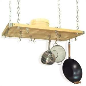 Concept Housewares NP 40232 Rectangular Wood Hanging Pot Rack  