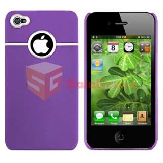 For iPhone 4 G S 4GS Verizon AT&T Purple +Purple Hard Slim Chrome Skin 