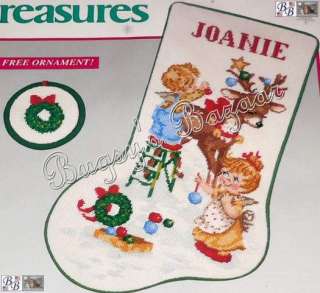   Stocking & Ornament Needlepoint Christmas Kit  Reindeer & Cherubs