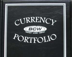BCW CURRENCY PORTFOLIO BOOK BLACK ALBUM PAPER MONEY HOLDER FOR 30 