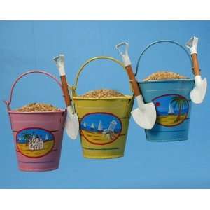  Club Pack of 24 Tropical Metal Beach Pail with Spade 