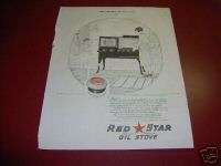 1923 Antique Red Star Kitchen Oil Stove Ad  