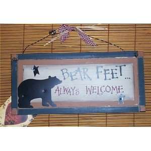 Bear Feet Welcome Sign Cabin Lodge Country Home decor