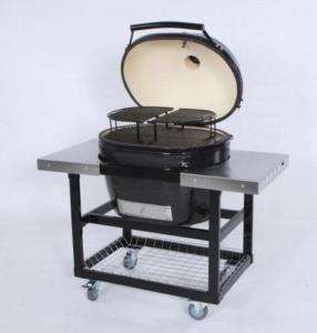 Primo Oval XL Charcoal Smoker BBQ Grill Cart Shelves  