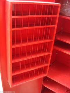   RED MIGHTY AUTO TOOL WALL CABINET BOX W/ 5 SHELF  SNAP ON CLIP SHELVES