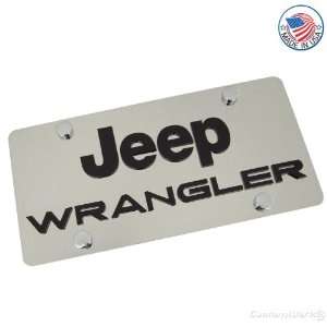  Jeep Logo & Wrangler Name On Polished License Plate 