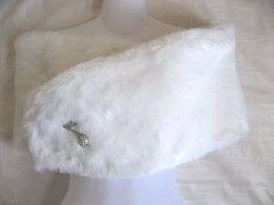LONG WHITE Faux Fur Stole Shawl Shrug Wrap Cape Bridal  