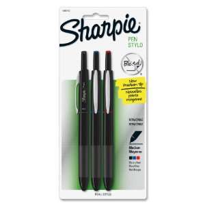  Sanford Ink 1800140 Pen, Sharpie, Retractable, Med Pt, 3 