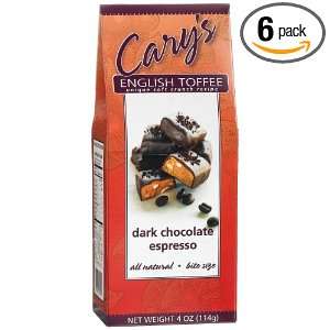 Carys Of Oregon Dark Chocolate Espresso English Toffee, 4 Ounce Boxes 