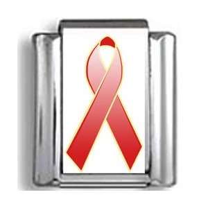  Red Awareness Ribbon Photo Italian Charm Jewelry