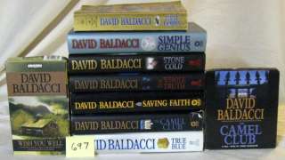 Up for sale are 7 David Baldacci novels and 2 audiobooks. The books 