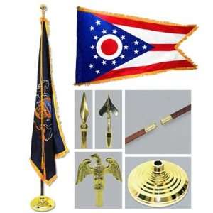  Ohio 3ft x 5ft Flag, Flagpole, Base, and Tassel Patio 