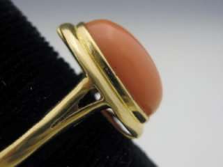 VINTAGE CORAL & 14K YELLOW GOLD RING LIGHT PINK NATURAL CORAL SIZE 6 1 