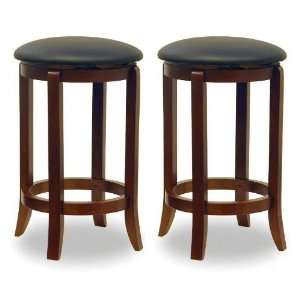 Furniture By Winsome Set of 2 Faux Leather Swivel 24 Stool Assembled 