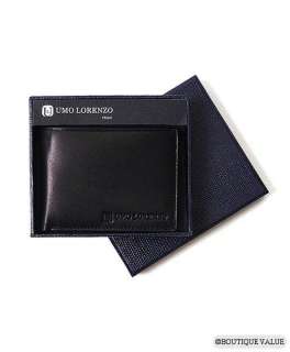 UMO LORENZO ITALY Black Leather Bifold Wallet NEW  