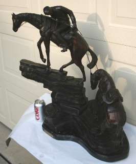BRONZE SCULPTURE   MAN WITH TWO HORSES   CLIMBING THE MOUNTAIN  