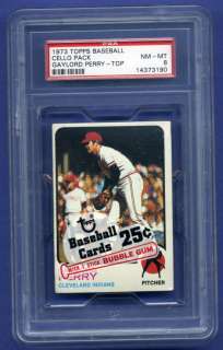 1973 Unopened Topps BB Cello Pack PSA 8   2 HOFers Showing   Perry 