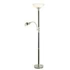 Adesso Torchiere Floor Lamp w/ Gooseneck Reading   Lexington Walnut 