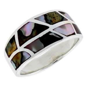   Brown & White Mother of Pearl Inlay, 1/2 (12mm) wide, size 8.5