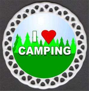 Heart Love Camping Sports Porcelain Christmas Ornament Camper  