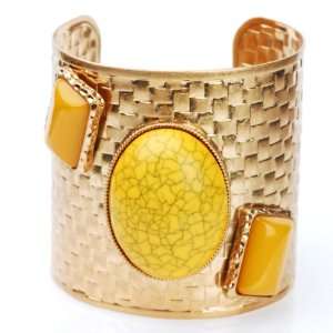  Gypsy Inspired Vintage Cuff Bracelet in Gold Yellow Tones 