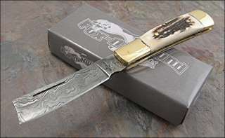 Fox N Hound Genuine Damascus Steel Razor Blade Knife  