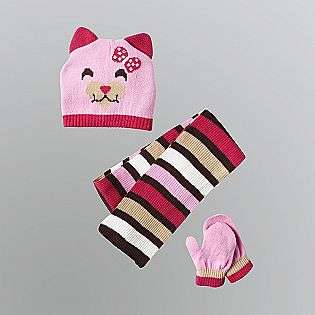 Toddler Girls Critter Hat, Gloves and Scarf Set  Toby N.Y.C. Baby 