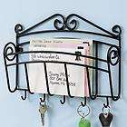 Black Iron Wall Mail Letter Key Holder Office Home Work Organizer 