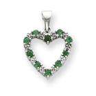 goldia 14k White Gold Diamond and Emerald Heart Pendant