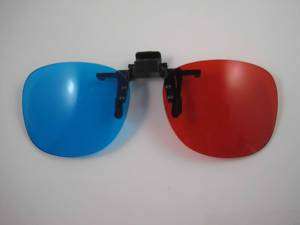 Pair 3D Anaglyph Glasses Red Cyan/Blue Clip on  