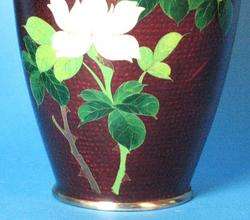 Vintage Japanese Cloisonne Pigeon Blood Ginbari Vases  