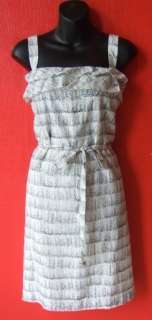 ANN TAYLOR LOFT black/ivory print ruffle dress new 8P 8  