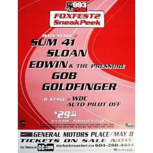    Sum 41 Sloan Goldfinger Vancouver Concert Poster 02
